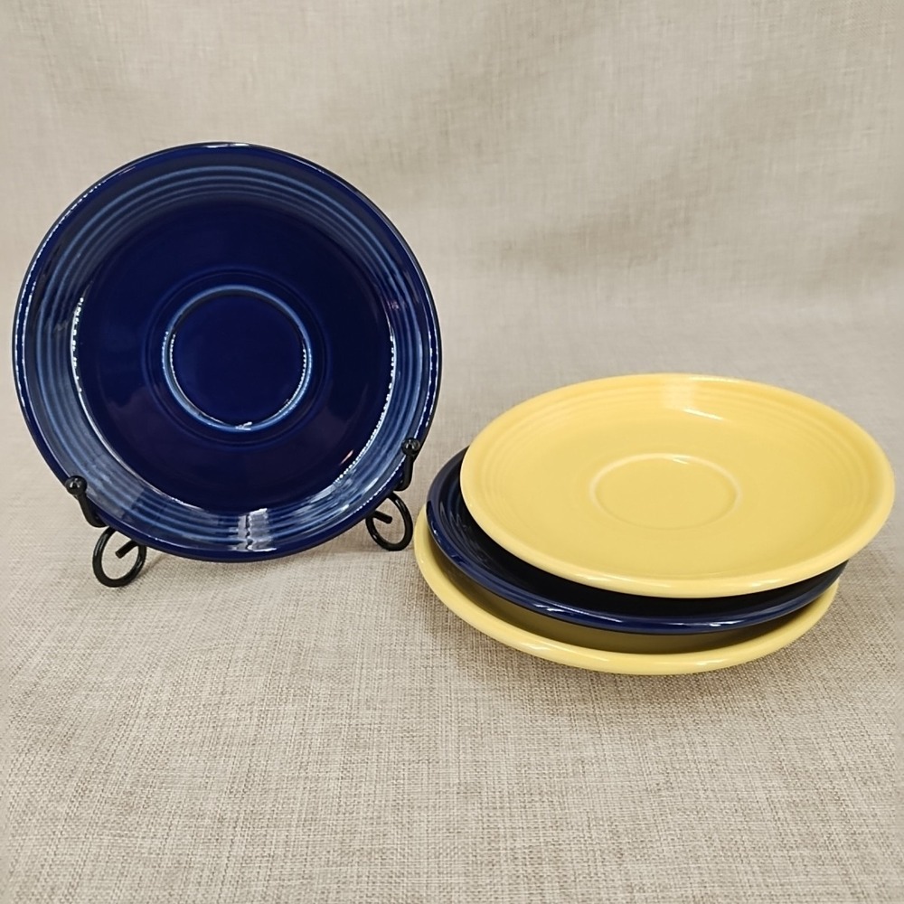 Fiesta Saucer 5 7/8" Cobalt & Sunflower Set of 4 LN Condition Fiestaware Retired